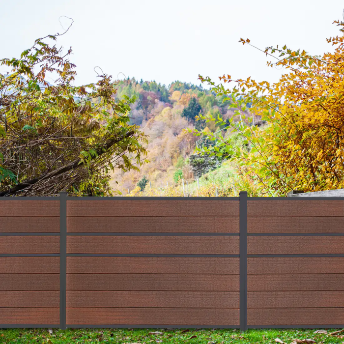 4 x 6 Aspen Brown Black Aluminum | Modern full-privacy composite fence | Aluglobusfence.com