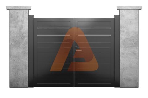 ALU60 Horizontal Pedestrian Gate Double Swing | Alu 60 Horizontal Driveway Gate | Aluglobusfence.com