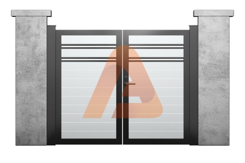 ALU60 Horizontal Pedestrian Gate Double Swing Vinil | Alu 60 Horizontal Vinyl Double Swing Pedestrian Gate | Aluglobusfence.com