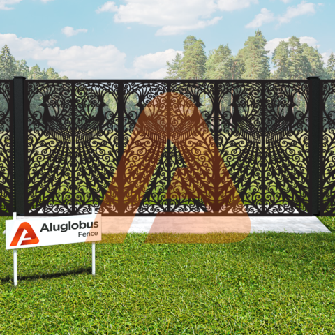 laser gate 02 | Alu 40 Laser Cut design "Two peacocks" | Aluglobusfence.com