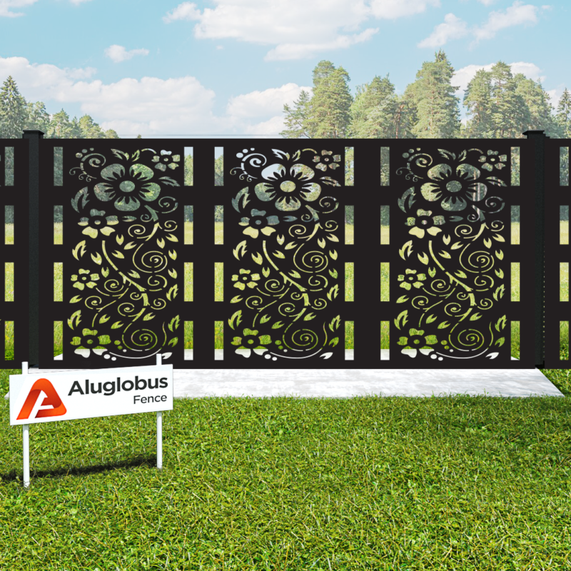 laser gate 03 | Alu 40 Laser Cut design "Flower" | Aluglobusfence.com