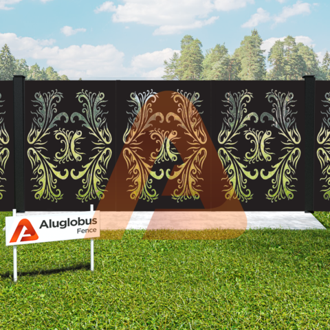 laser gate 06 | Alu 40 Laser Cut design "Curly Plant" | Aluglobusfence.com