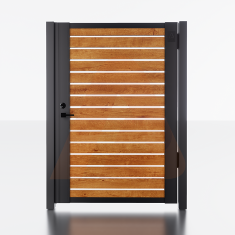 Alu Fence Logo Alu 40 4' x 6' Universal DIY Pedestrian Gate Render (Black) (2) | Aluminum Gate Kit Alu40 Universal DIY 4' x 6' BLACK | Aluglobusfence.com