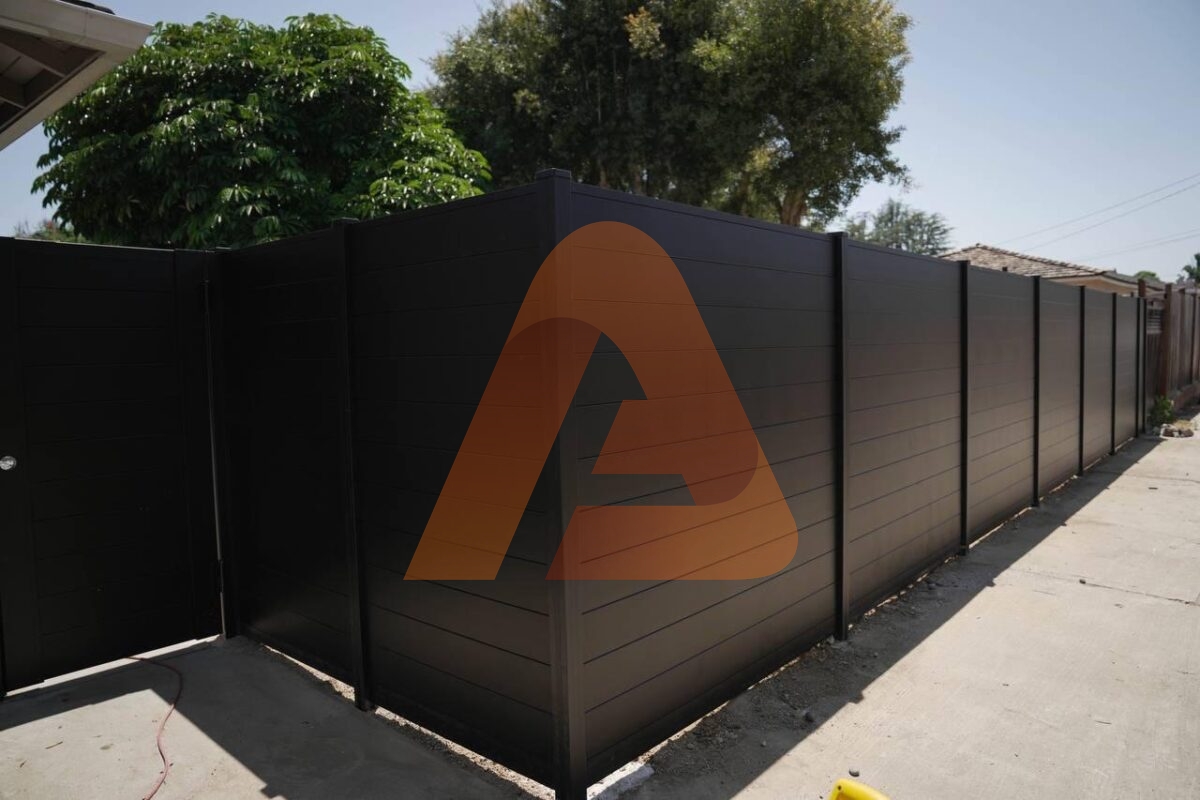 photo 2024 12 17 15.03.47 | Modern Horizontal Aluminum Fence Kit – ALU-50 T&G Black powder coated 6’3” Wide x 6’ Tall | Aluglobusfence.com