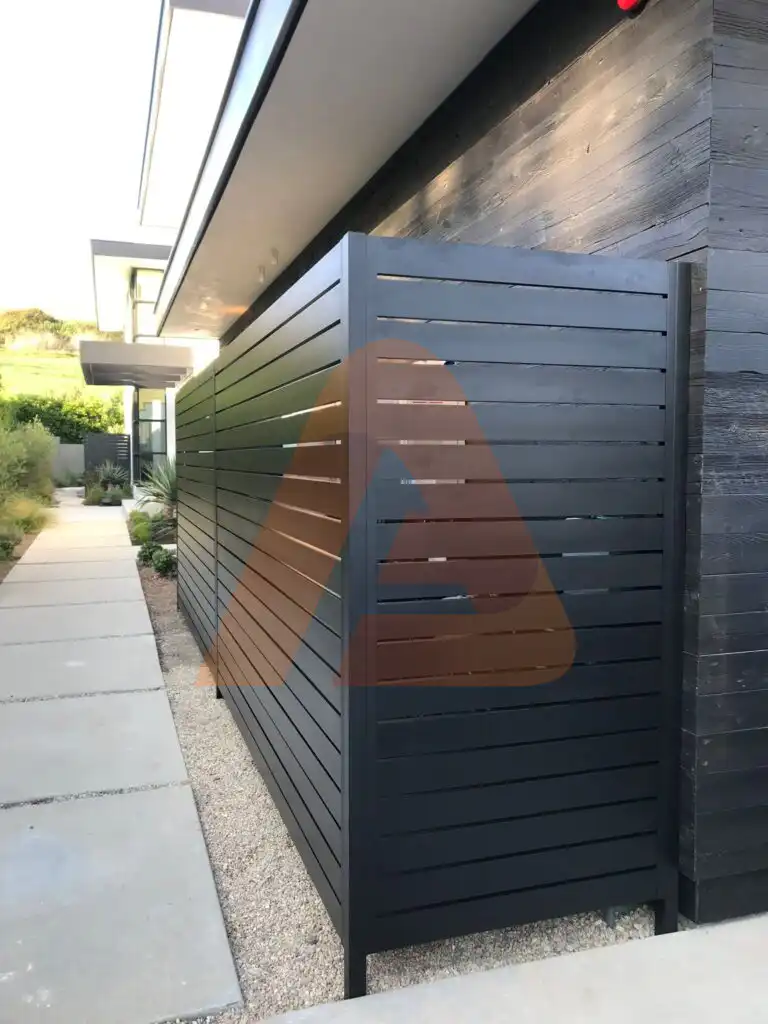 ALU 40 black slat fence installed by Aluglobus Aluminum Systems