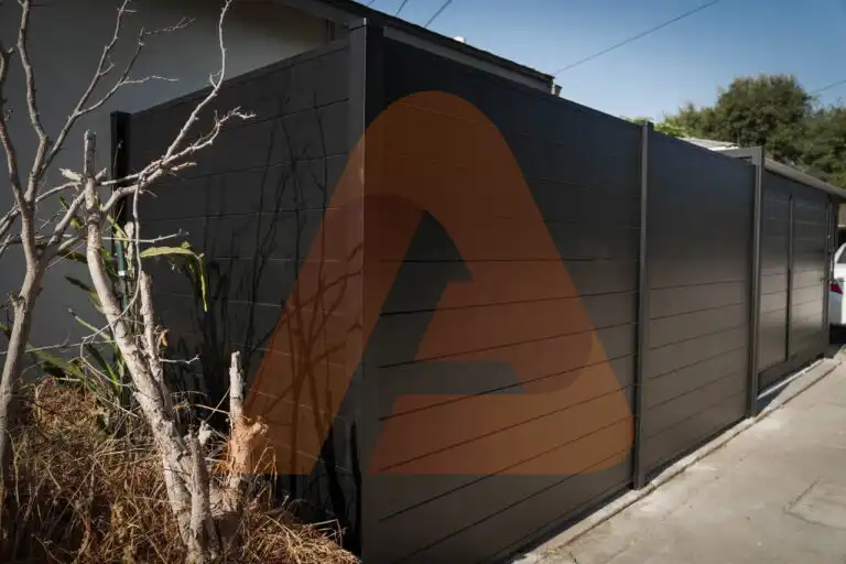 ALU 60 T&G black fence installed by Aluglobus Aluminum Systems