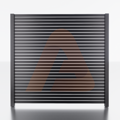 Alu Fence Logo Alu 20 Fence Black | Aluminum Fence Kit Alu20 SLAT 6' x 6' Horizontal Black 1/2 GAP | Aluglobusfence.com
