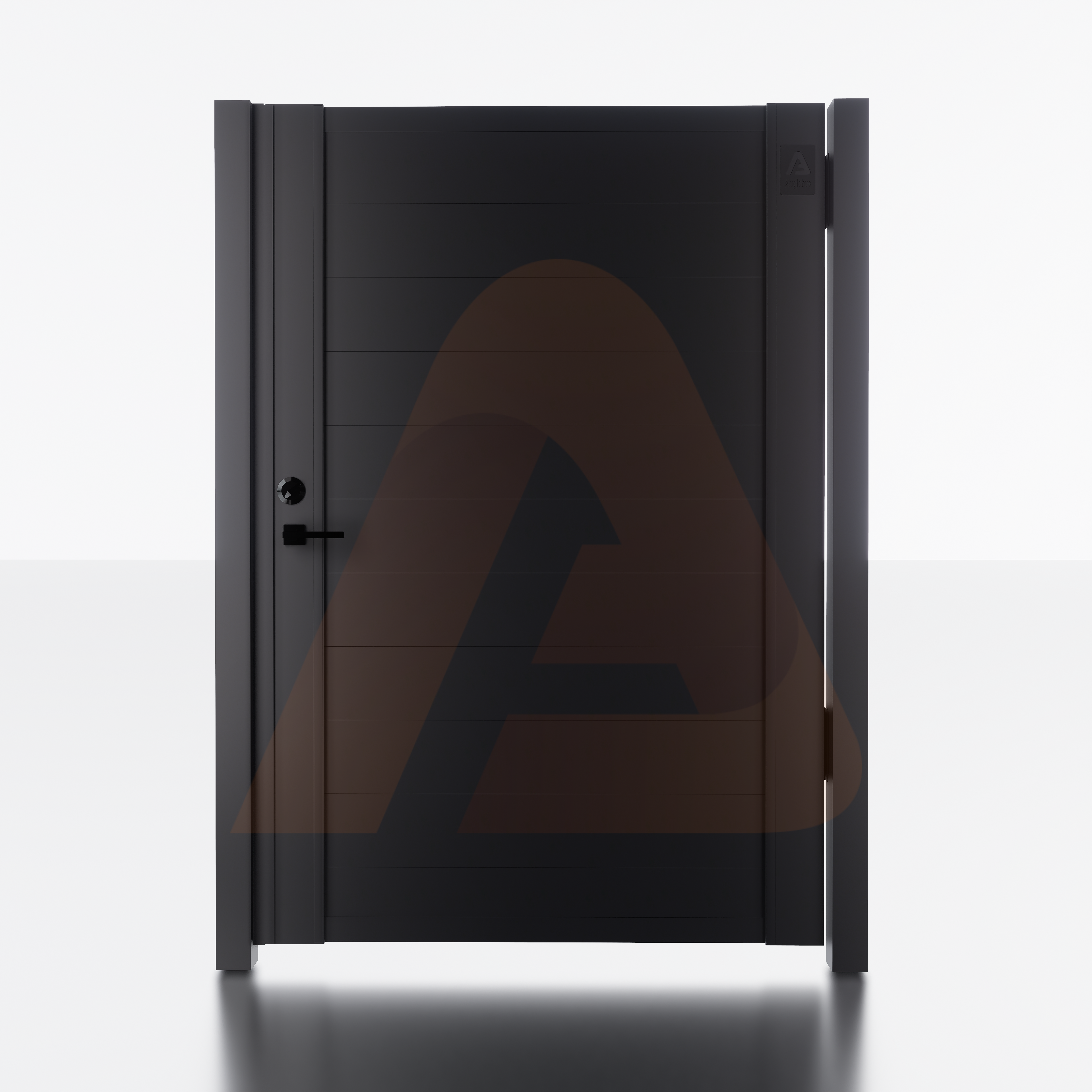 Alu Fence Logo Alu 60 4' x 6' Universal DIY Pedestrian Gate Render (Black) | Aluminum Gate Kit ALU60 T&G Universal DIY 4' x 6' | Aluglobusfence.com