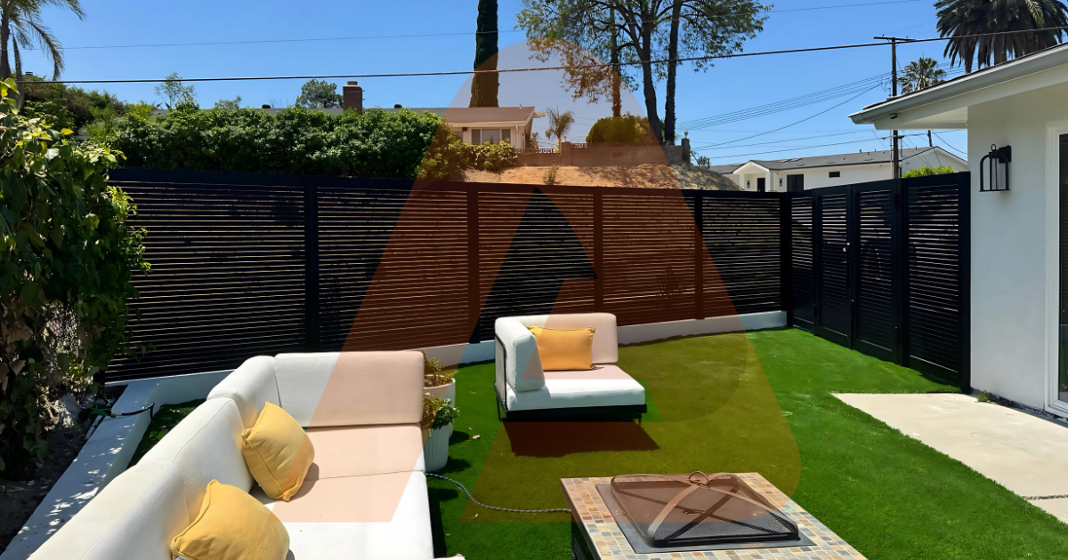 Coordinating side-yard and backyard aluminum fence packages