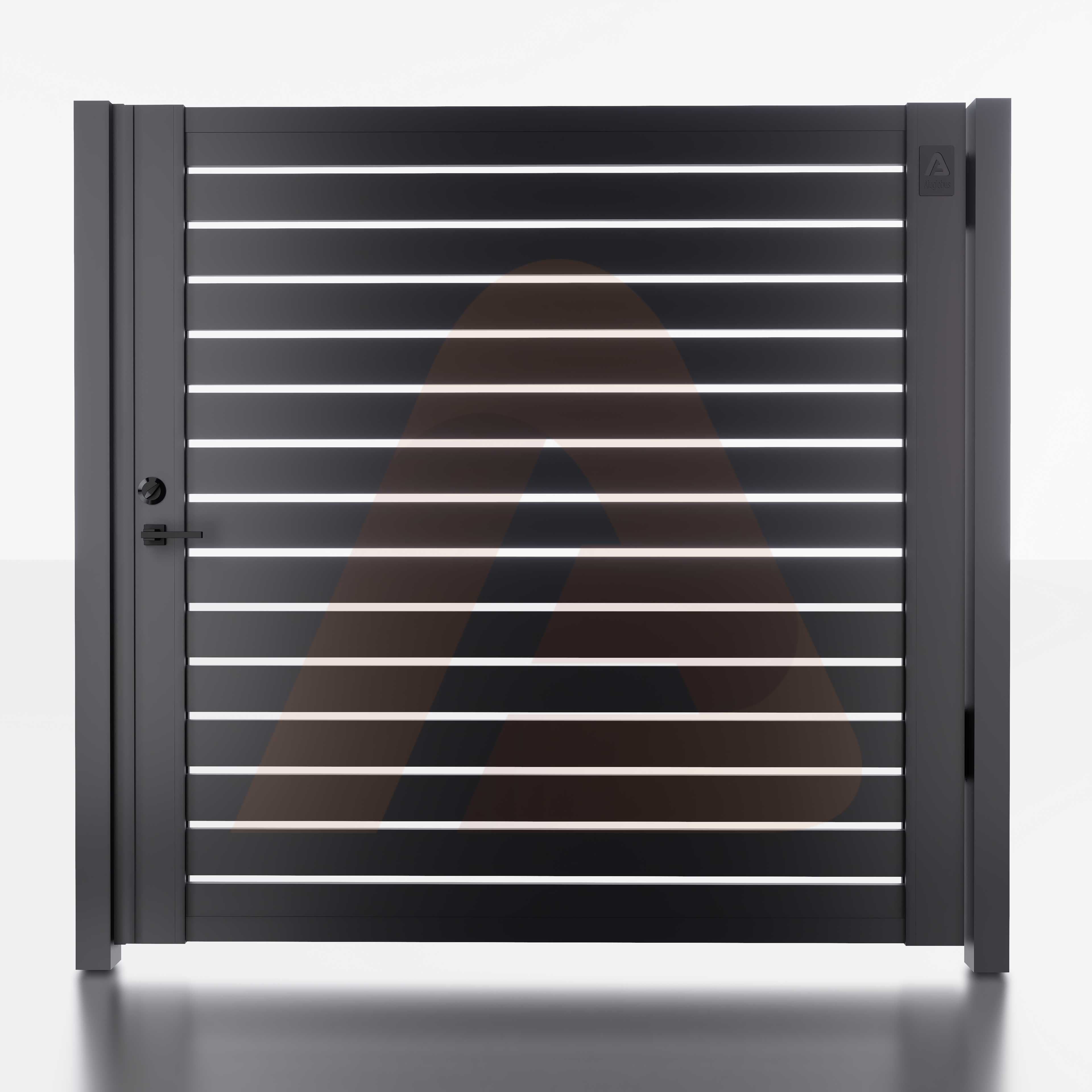 Alu Fence Logo Alu 40 6' x 6' Universal DIY Pedestrian Gate Render (Black) (1) | Aluminum Gate Kit Alu40 Double Swing Universal DIY 12′ x 6′ 1/2 Gap | Aluglobusfence.com