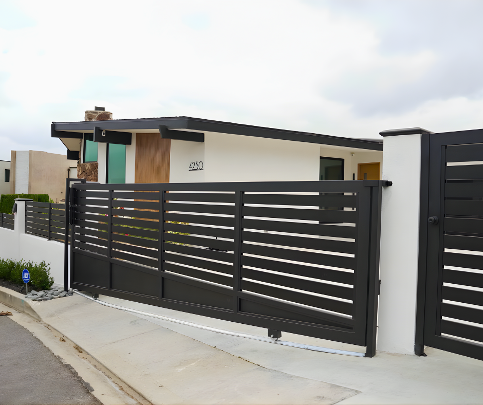 4 3 | Aluminum Gate Kit Alu40 Woodgrain 18X6 HD USA SLIDING | Aluglobusfence.com