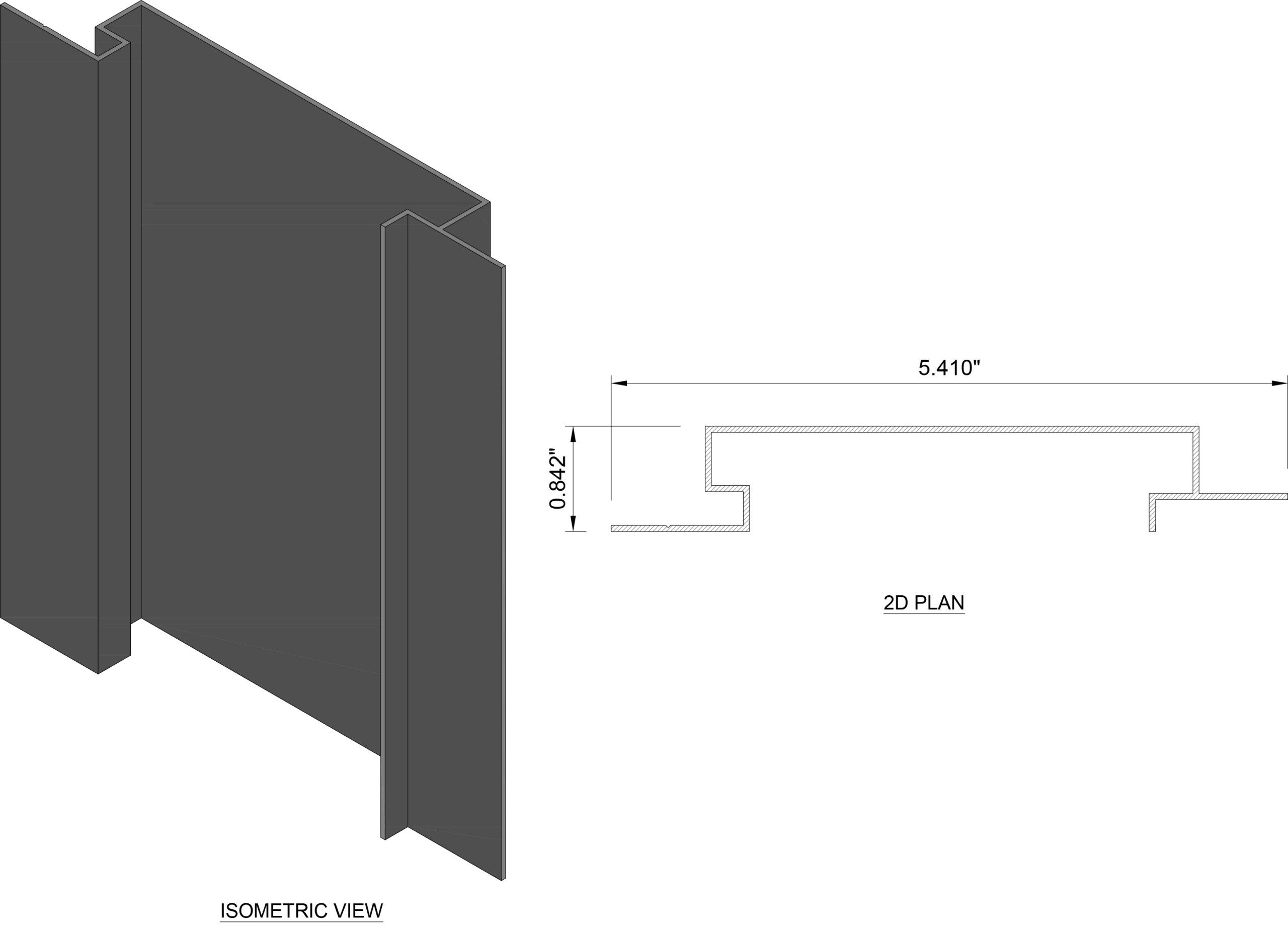 CLAD100 interlocking aluminum cladding profile and woodgrain panel rendering
