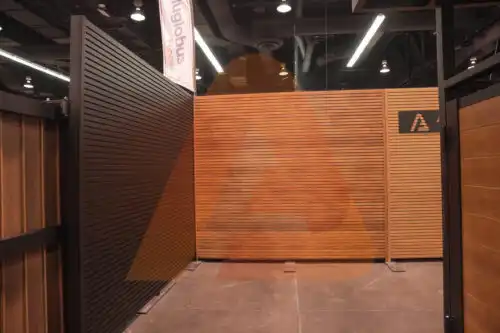 Aluminum wall cladding wood grain cladding installed by Aluglobus Aluminum Systems