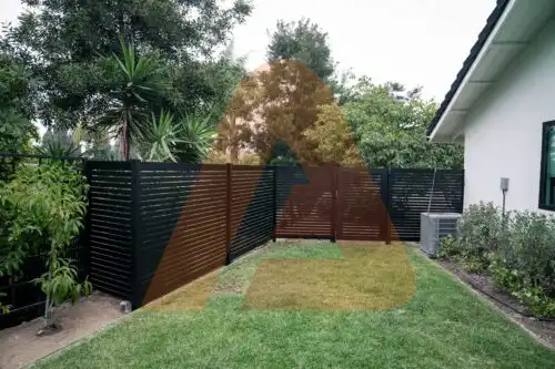 ALU 20 black slat fence installed by Aluglobus Aluminum Systems