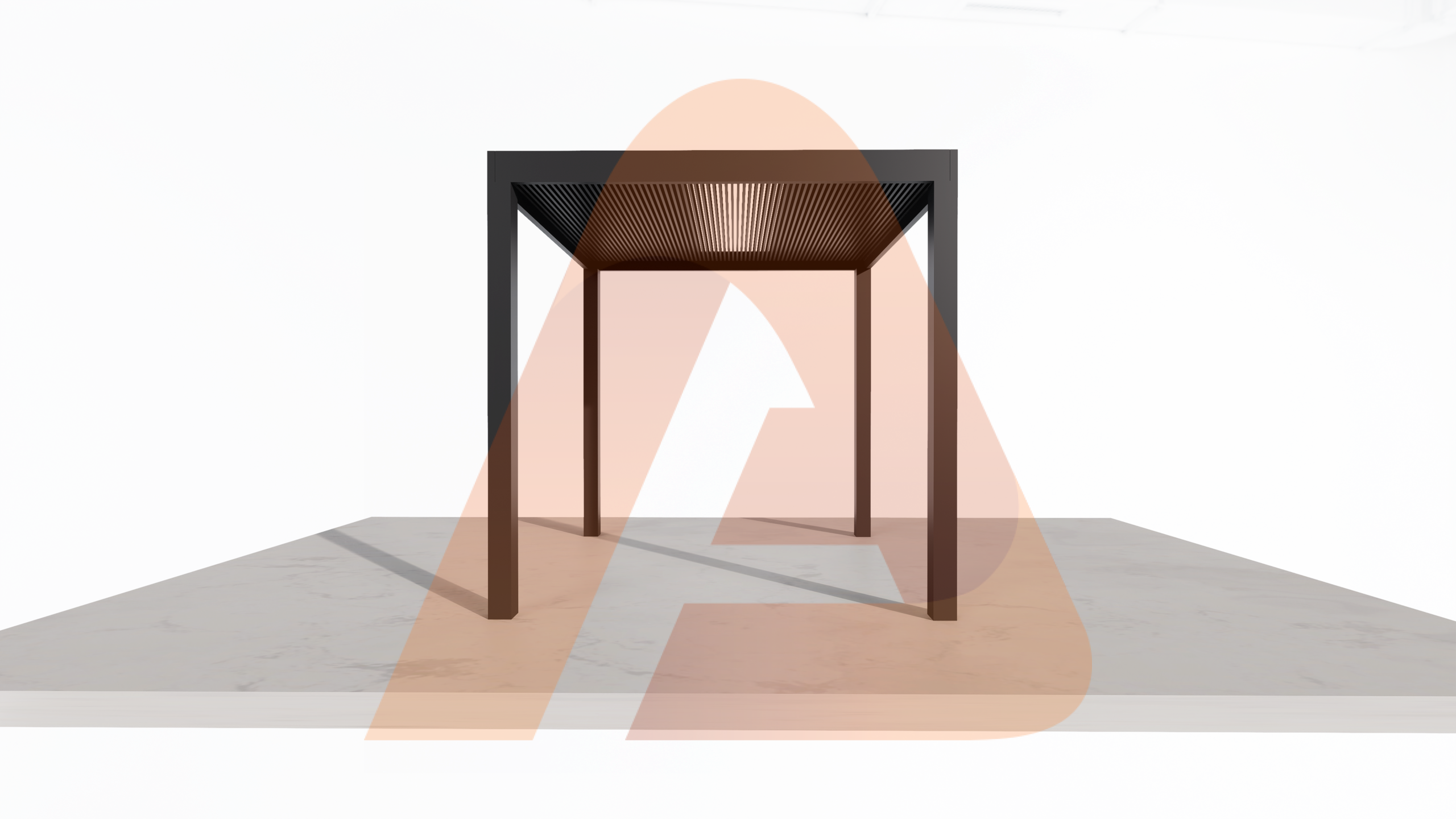 Short span automatic louver patio elevation