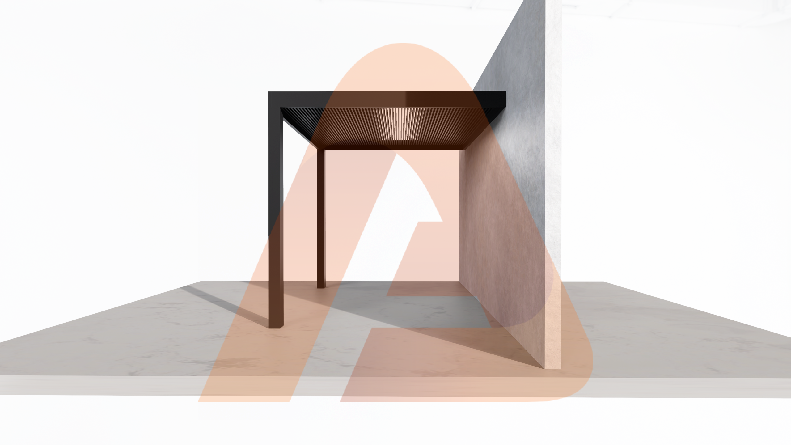 Wall mounted ALU-20 slat pergola elevation