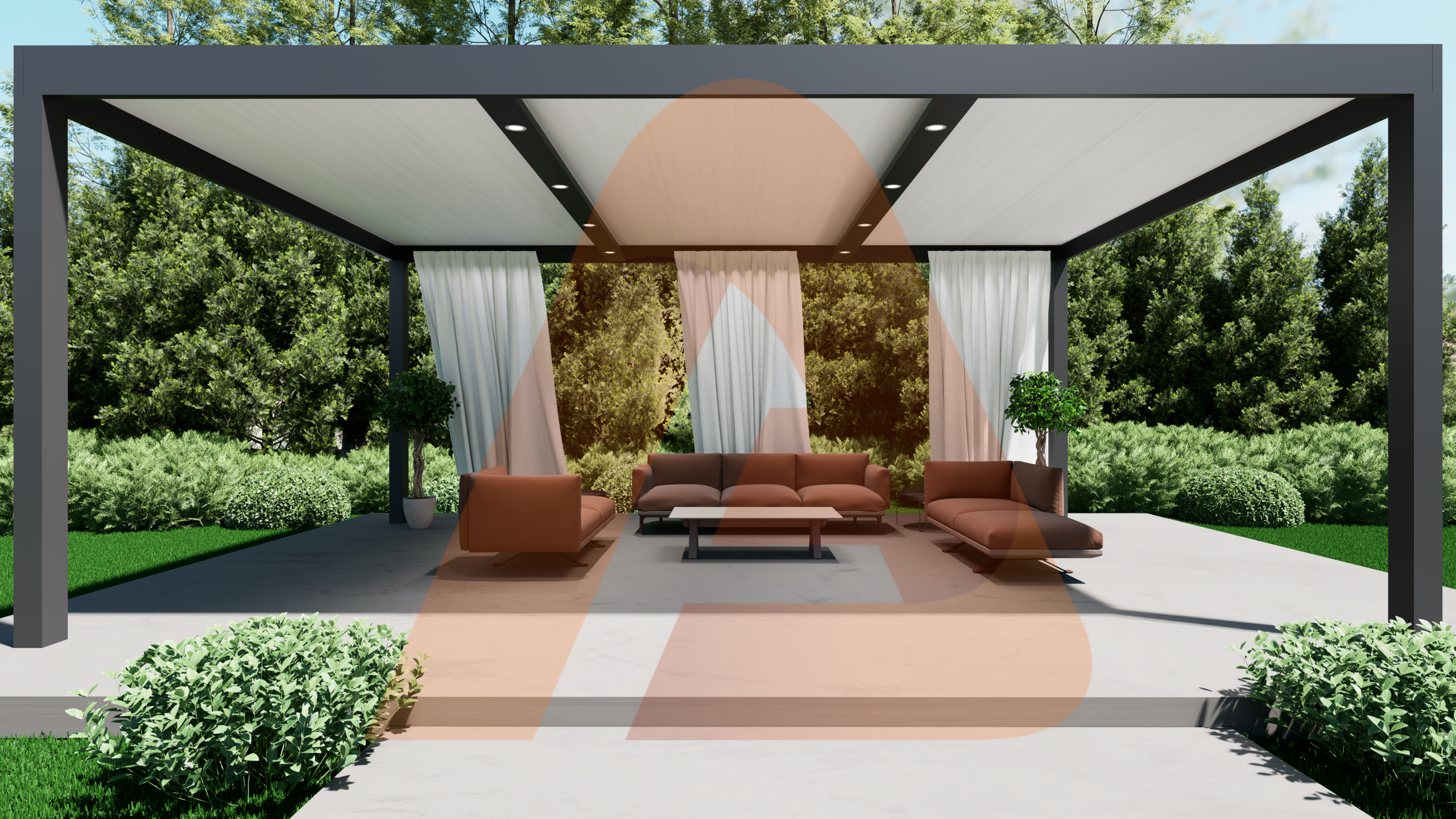 White insulated roof panel pergola system