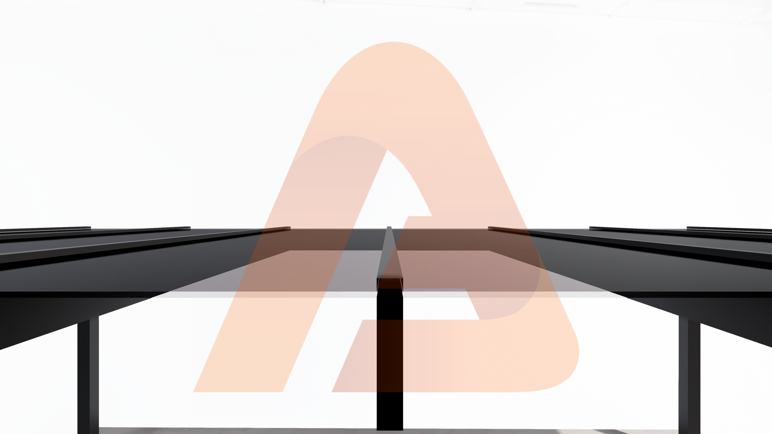 Section view of beam roof with polycarbonate panels