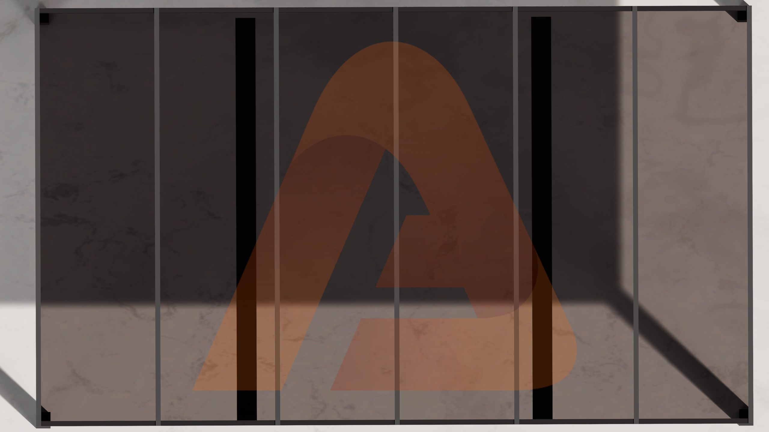 Top view of beam roof with polycarbonate panels