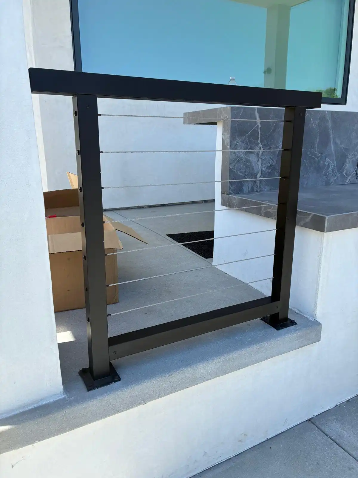 Exterior stair railing made from aluminum