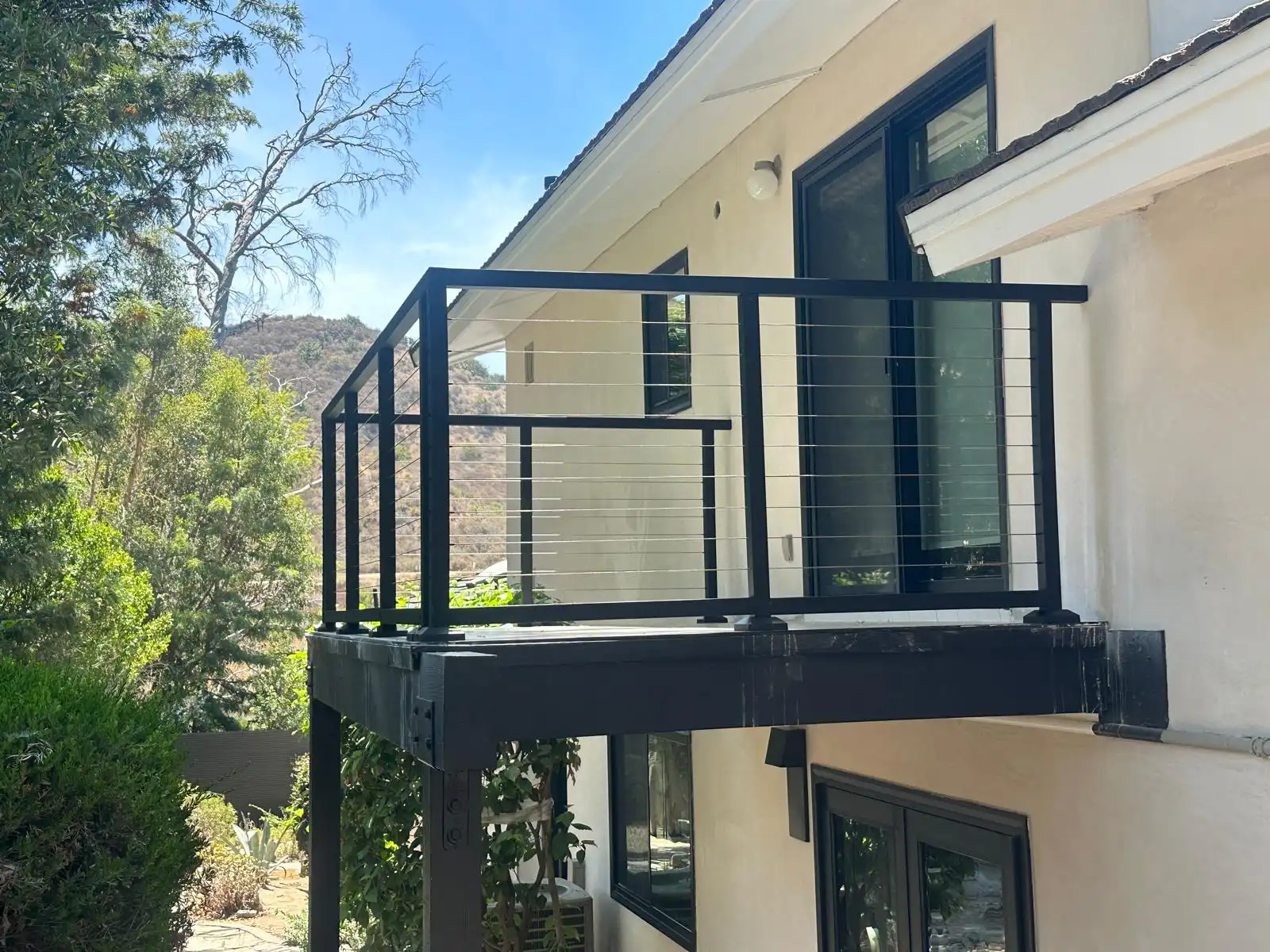 Exterior black aluminum railing project detail