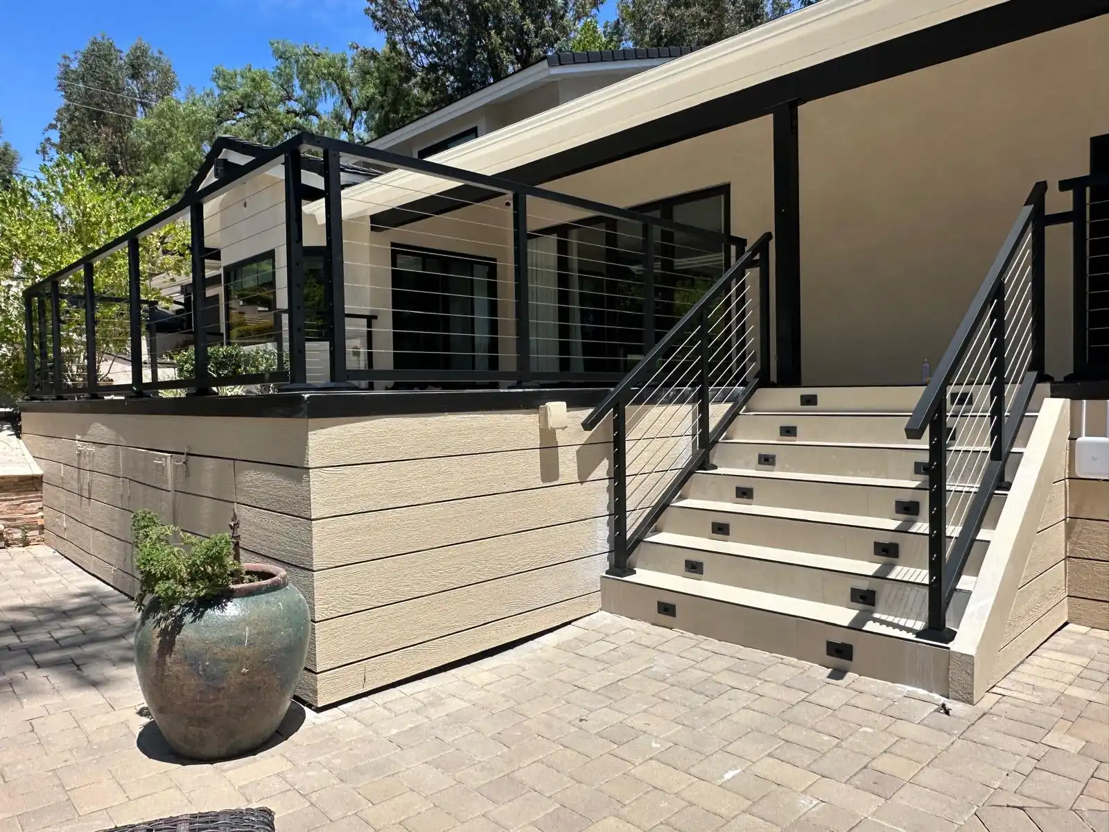 Exterior aluminum railing at a residential terrace