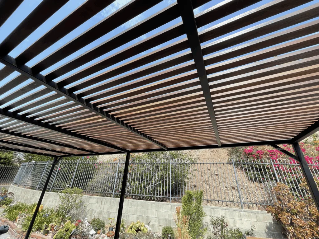 Slat roof patio cover