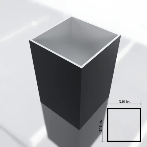 3.15x3.15 in. Light Duty Square post 11 ft. (.080 Thickness) - Black