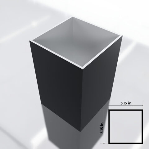 3.15x3.15 in. Light Duty Square post 8 ft. (.080 Thickness) - Black