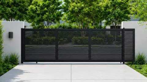 ALU 20 Horizontal GAP 38 Black 18X6 ft. Heav Duty Sliding Gate BL v2