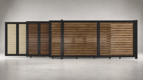 ALU 40 Horizontal GAP 38 Wood Grain 12X6 ft. Heav Duty Sliding Gate WG