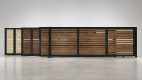 ALU 40 Horizontal GAP 38 Wood Grain 18X6 ft. Heav Duty Sliding Gate WG