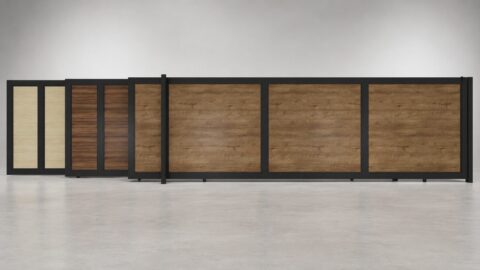 ALU 50 T&G Horizontal NO GAP Wood Grain 18x6 ft. Heavy Duty Sliding Gate WG Ipe