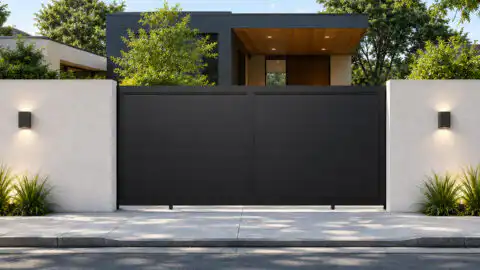 ALU 60 T&G Horizontal GAP 38 Black 12X6 ft. Heav Duty Sliding Gate BL (Motorized)