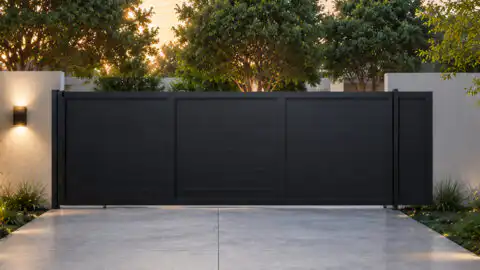 ALU 60 T&G Horizontal GAP 38 Black 18X6 ft. Heav Duty Sliding Gate BL (Motorized)