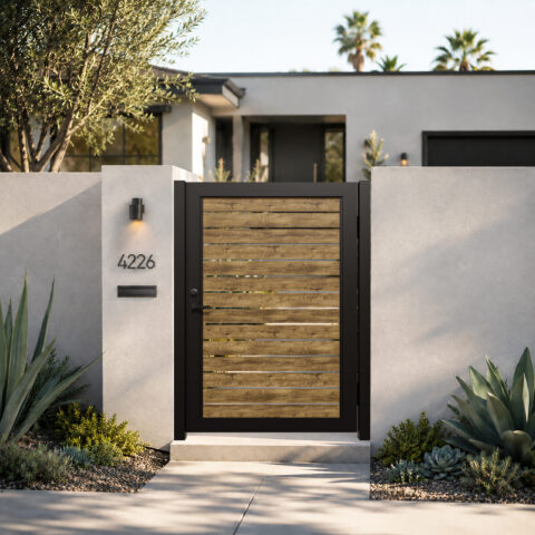 Alu 40 4x6 HD Pedestrian Gate Woodgrain Ipe