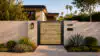 Alu 40 6x6 HD Pedestrian Gate 3D Single Swing SKP Wood like Ipe (Horizontal)