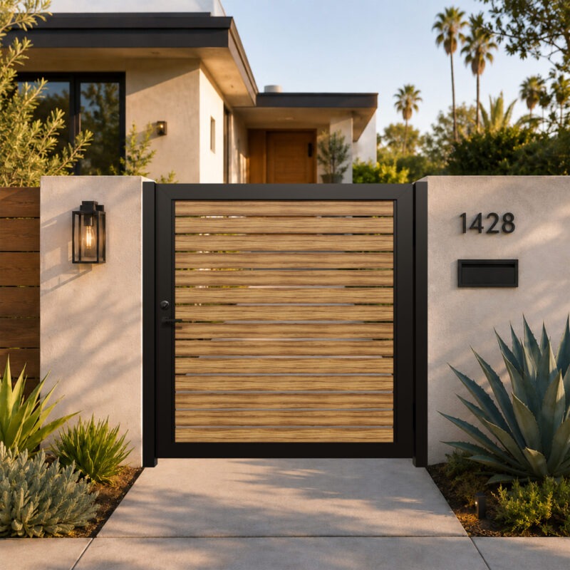 ALU 40 Woodgrain 6x6 ft. Heavy-Duty Pedestrian Gate Kit - Single Swing ...