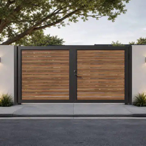 Alu 40 HD 12x6 Pedestrian Gate 3D Double Swing Wood like Walnut