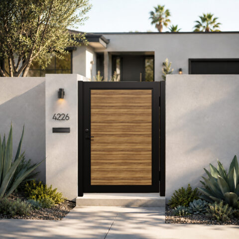 Alu 60 T&G 4x6 HD Pedestrian Gate Woodgrain Walnut