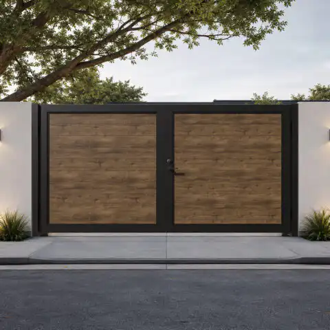 Alu 60 T&G HD 12x6 Pedestrian Gate 3D Double Swing Wood like Ipe