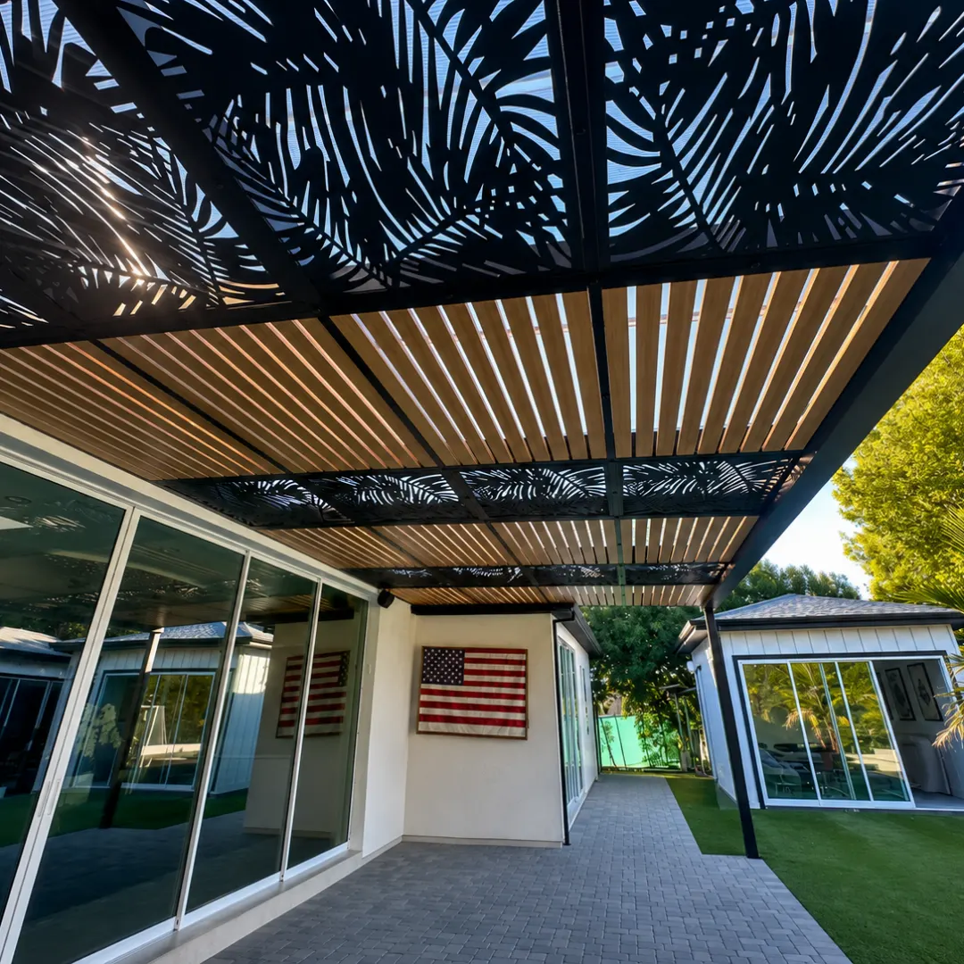 Laser-cut panel patio cover project 1