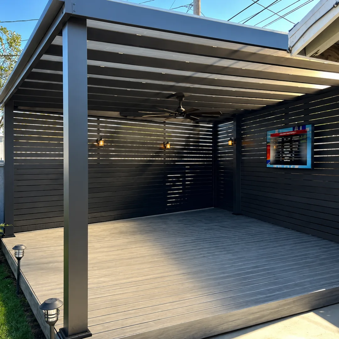 Modern aluminum beam roof patio cover