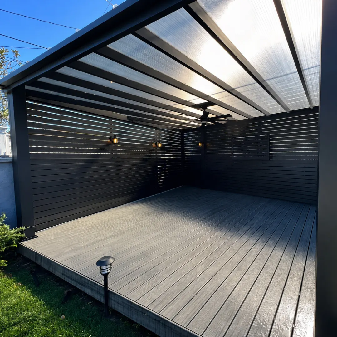 Custom aluminum beam patio cover installation