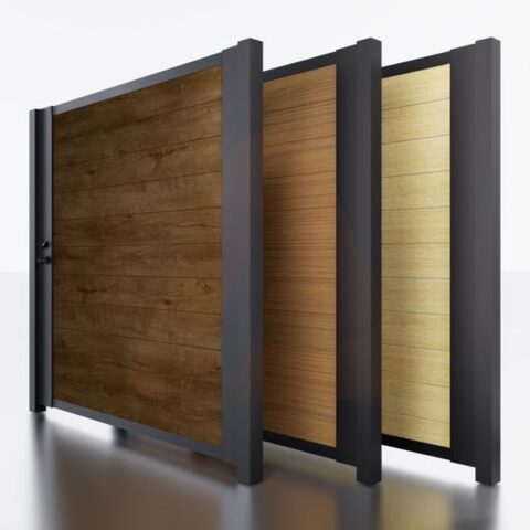 Alu 60 T&G Wood look 6x6 ft. DIY Pedestrian Gate Kit - Single Swing - No Gap