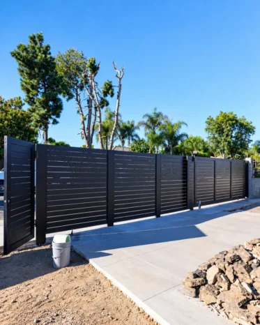 Contemporary Alu40 pedestrian walkway gate with secure single-point latch hardware.