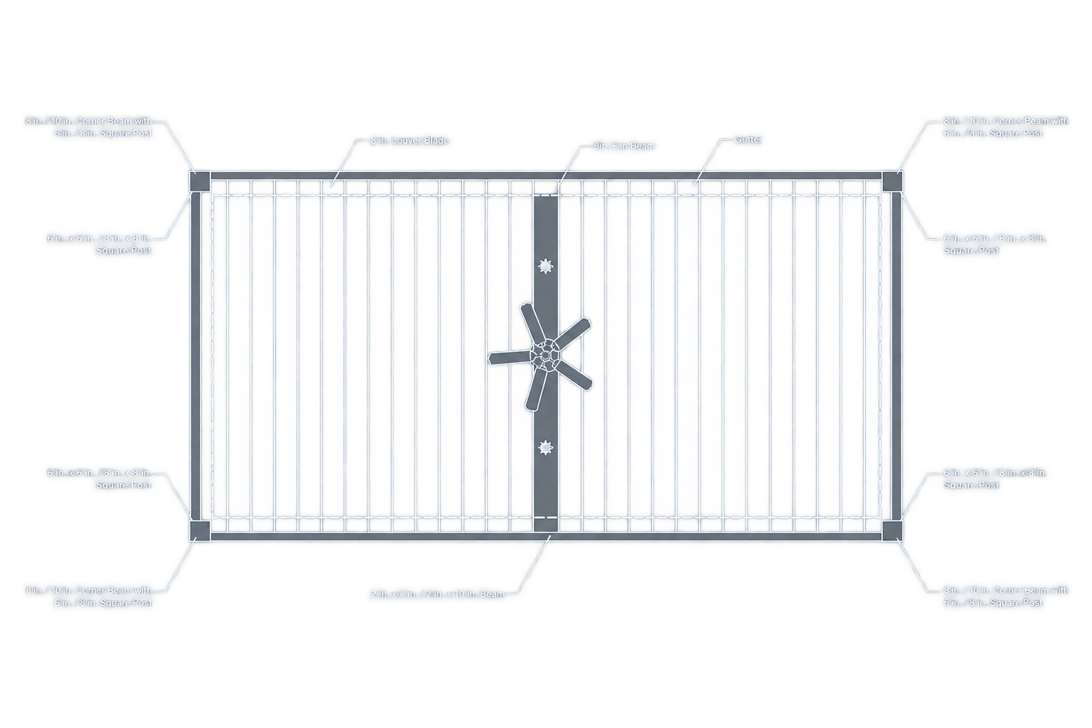 Automatic louver top view layout plan