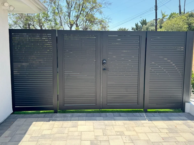 ALU20 black double gate over pavers