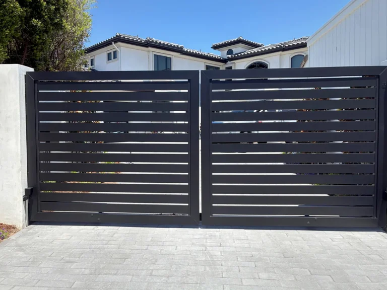 ALU40 black double drive gate over pavers