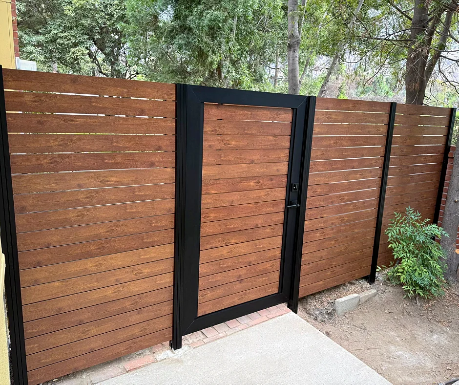 Woodgrain fence and gate